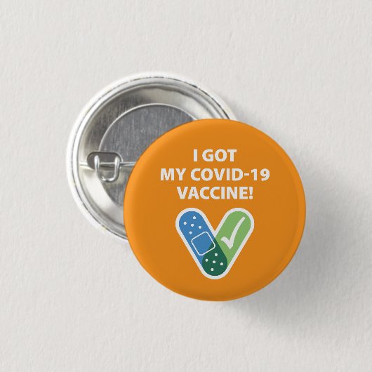 Got meinen COVID-19 Impfstoff! Bandaid Orange Button (Vorne & Hinten)
