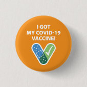 Got meinen COVID-19 Impfstoff! Bandaid Orange Button (Vorderseite)