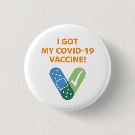 Got meinen COVID-19 Impfstoff! Bandaid White Orang Button (Vorderseite)