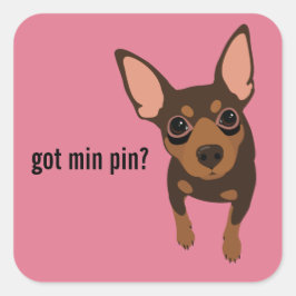 Got Min Button Miniature Pinscher (Schokolade) Auf Quadratischer Aufkleber