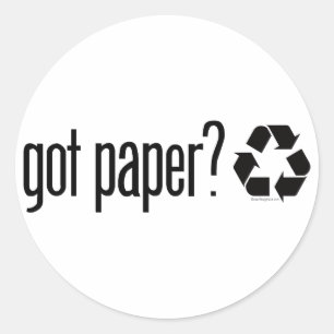 got Papier? Recycelnd Zeichen Runder Aufkleber