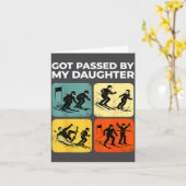 Got Ped By My Daughter Funny Retro Skiing Karte (Gelbe Blume)