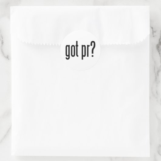 got pr? runder aufkleber (Tasche)