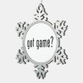 got Spiel? Schneeflocken Zinn-Ornament (Rechts)