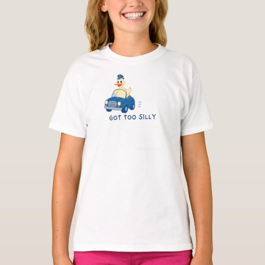 Got Too Silly – Funny Duck Driving Cartoon Design T-Shirt (Vorderseite)
