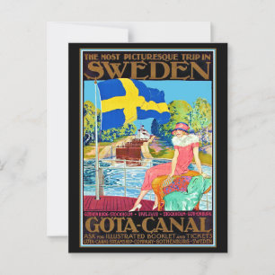 Gota Canal Sweden Vintage Travel Poster Postkarte