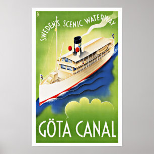 Gota Kanal-Schweden-Schiffs-Vintage Reise Poster