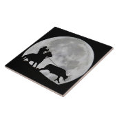 "Gotcha" Cowboy und Pferdesteg Roping Vollmond Fliese (Seite)
