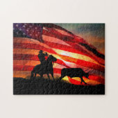 Gotcha Cowboy und Steh mit amerikanischer Flagge Puzzle (Horizontal)