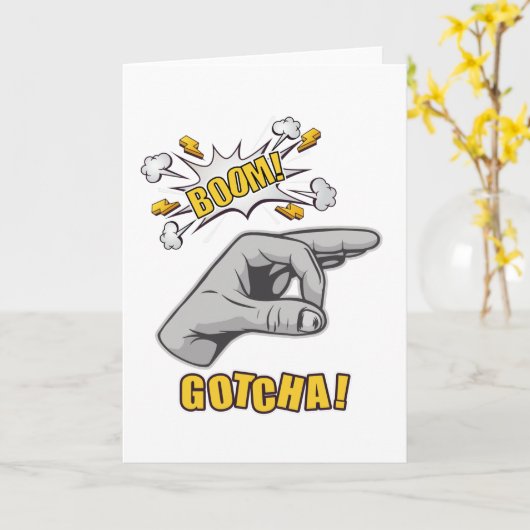 Gotcha Finger Hole Hand Meme Joke Prank Karte (Gelbe Blume)