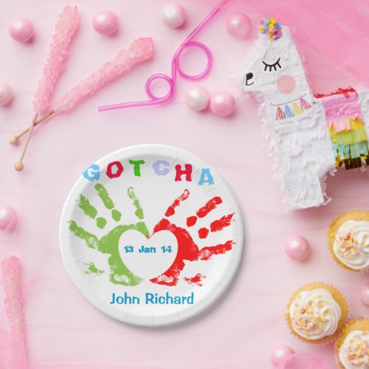 Gotcha Tag - Adoptions-Entwurf Pappteller (Party)