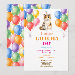 Gotcha-Tag Adoptionsparty Dreifarbenkatze Haustier Einladung