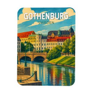 Göteborg Schweden Illustration Reise Kunst Vintage Magnet