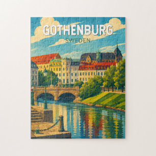 Göteborg Schweden Illustration Reise Kunst Vintage Puzzle