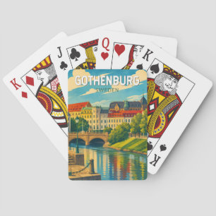 Göteborg Schweden Illustration Reise Kunst Vintage Spielkarten