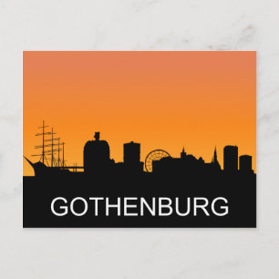 Göteborg-Silhouette, Sommer-Sonnenuntergangs-Illus Postkarte
