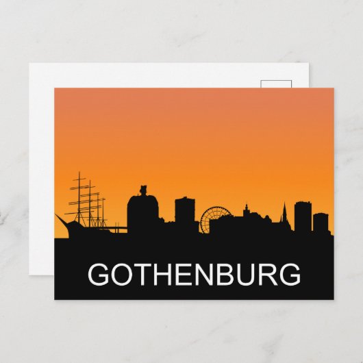 Göteborger Silhouette, Sommer-Sonnenuntergang Postkarte (Vorne/Hinten)