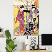 Gotenyama Cherry Blossoms Triptych Links 1805 Poster (Heimbüro)