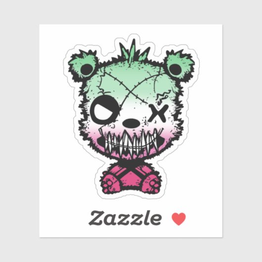 Goth Abrosexual Pride Flag farbiger Bär Aufkleber (Blatt)