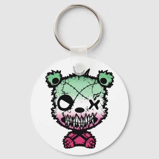Goth Abrosexual Pride Flag farbiger Bär Schlüsselanhänger (Vorderseite)