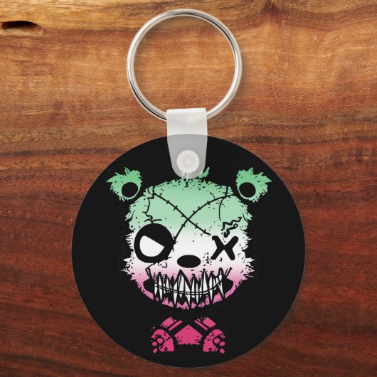 Goth Abrosexual Pride Flag farbiger Bär Schlüsselanhänger (Rückseite)