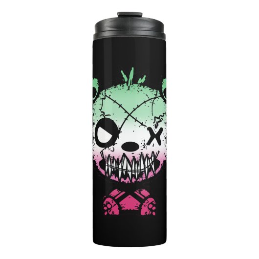 Goth Abrosexual Pride Flag farbiger Bär Thermosbecher (Vorderseite)