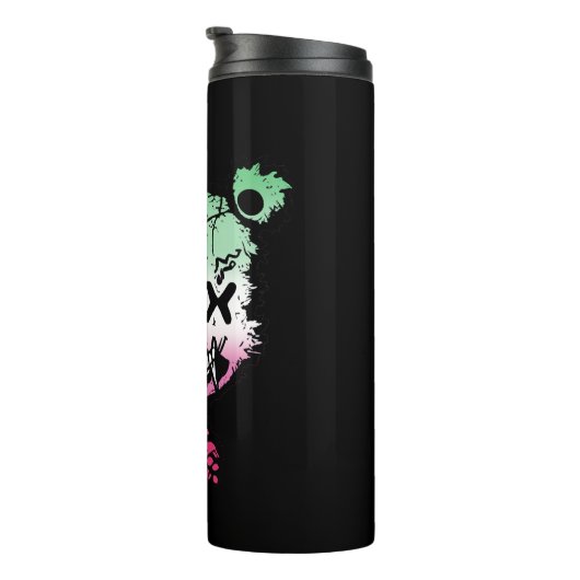 Goth Abrosexual Pride Flag farbiger Bär Thermosbecher (Nach rechts gedreht)