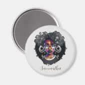 Goth Afro Woman Magnet (Vorderseite/Rückseite)
