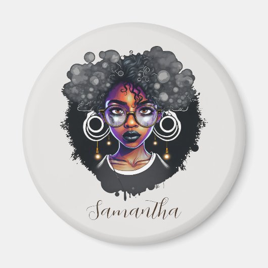 Goth Afro Woman Magnet (Vorne)