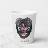 Goth Afro Woman Pappbecher (Rückseite)