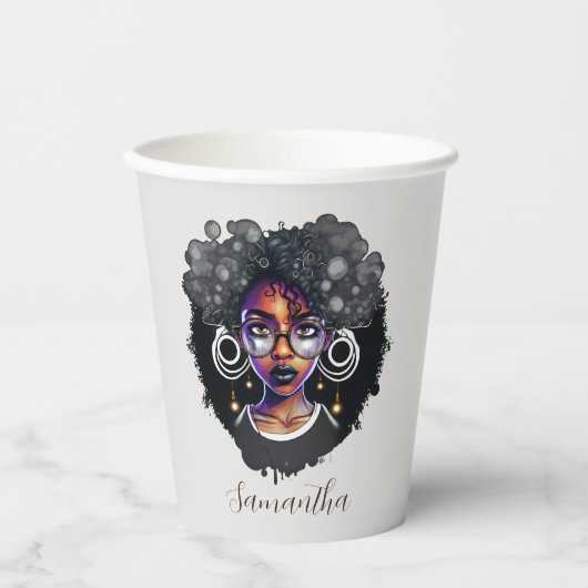 Goth Afro Woman Pappbecher (Vorderseite)