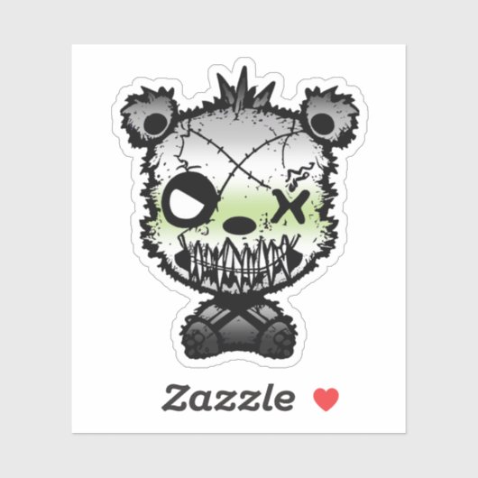 Goth Agender Pride Flag farbiger Bär Aufkleber (Blatt)