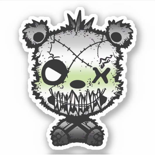 Goth Agender Pride Flag farbiger Bär Aufkleber (Vorderseite)