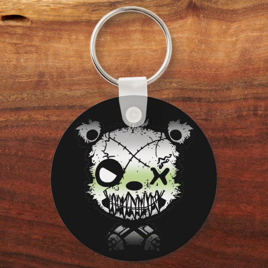 Goth Agender Pride Flag farbiger Bär Schlüsselanhänger (Rückseite)