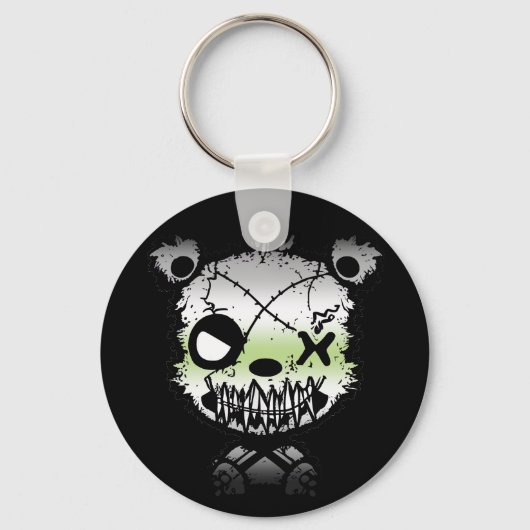 Goth Agender Pride Flag farbiger Bär Schlüsselanhänger (Rückseite)