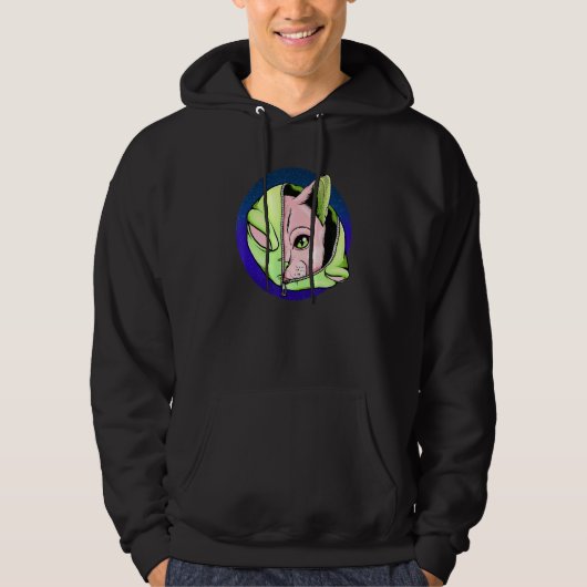 Goth Alien Cat Shapeshifter Vaporwave Hoodie (Vorderseite)