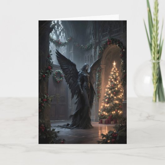 Goth Angel on Christmas Day Feiertagskarte (Vorderseite)