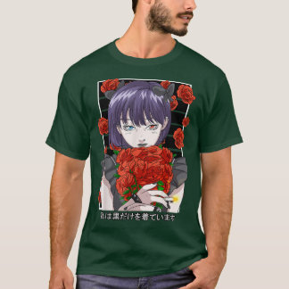 Goth Anime Girl Gothic Rose Ästhetisch Japanisch V T-Shirt