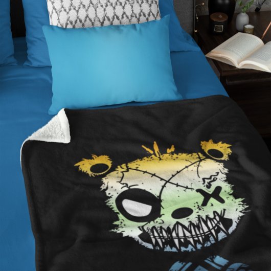 Goth AroAce Agender Pride Flag farbiger Bär Sherpadecke