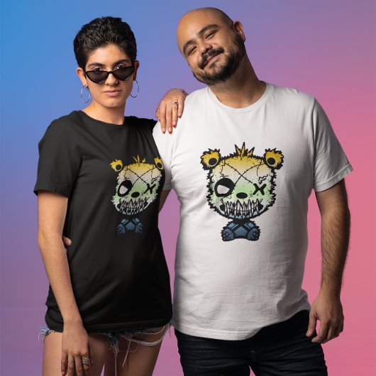 Goth AroAce Agender Pride Flag farbiger Bär T-Shirt