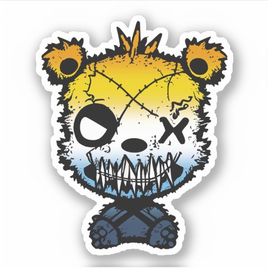 Goth AroAce Pride Flag farbiger Bär Aufkleber (Vorderseite)