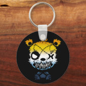 Goth AroAce Pride Flag farbiger Bär Schlüsselanhänger (Vorderseite)