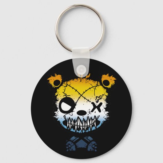 Goth AroAce Pride Flag farbiger Bär Schlüsselanhänger (Rückseite)