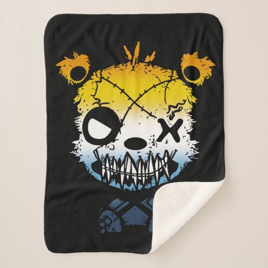 Goth AroAce Pride Flag farbiger Bär Sherpadecke (Vorderseite)