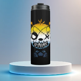 Goth AroAce Pride Flag farbiger Bär Thermosbecher