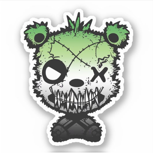 Goth Aromantic Prilag Flag gefärbter Bär Aufkleber (Vorderseite)