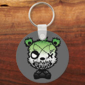 Goth Aromantic Prilag Flag gefärbter Bär Schlüsselanhänger (Vorderseite)