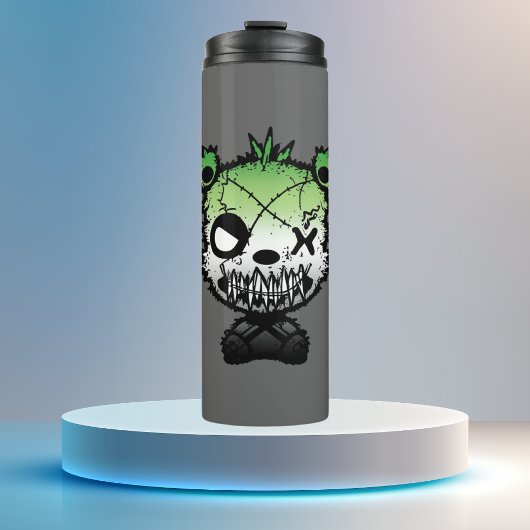 Goth Aromantic Prilag Flag gefärbter Bär Thermosbecher