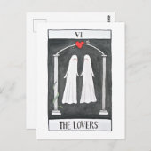 Goth Art Tarot Lovers Niedliches Ghost-Paar Grafik Postkarte (Vorne/Hinten)