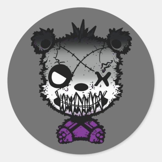 Goth Asexual Prilag Flag farbiger Bär Runder Aufkleber (Vorderseite)